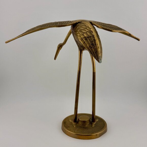 MCM Set Of 2 Heron Crane Egret Mid Century Modern Solid Brass Vintage 1970s - Picture 7 of 12